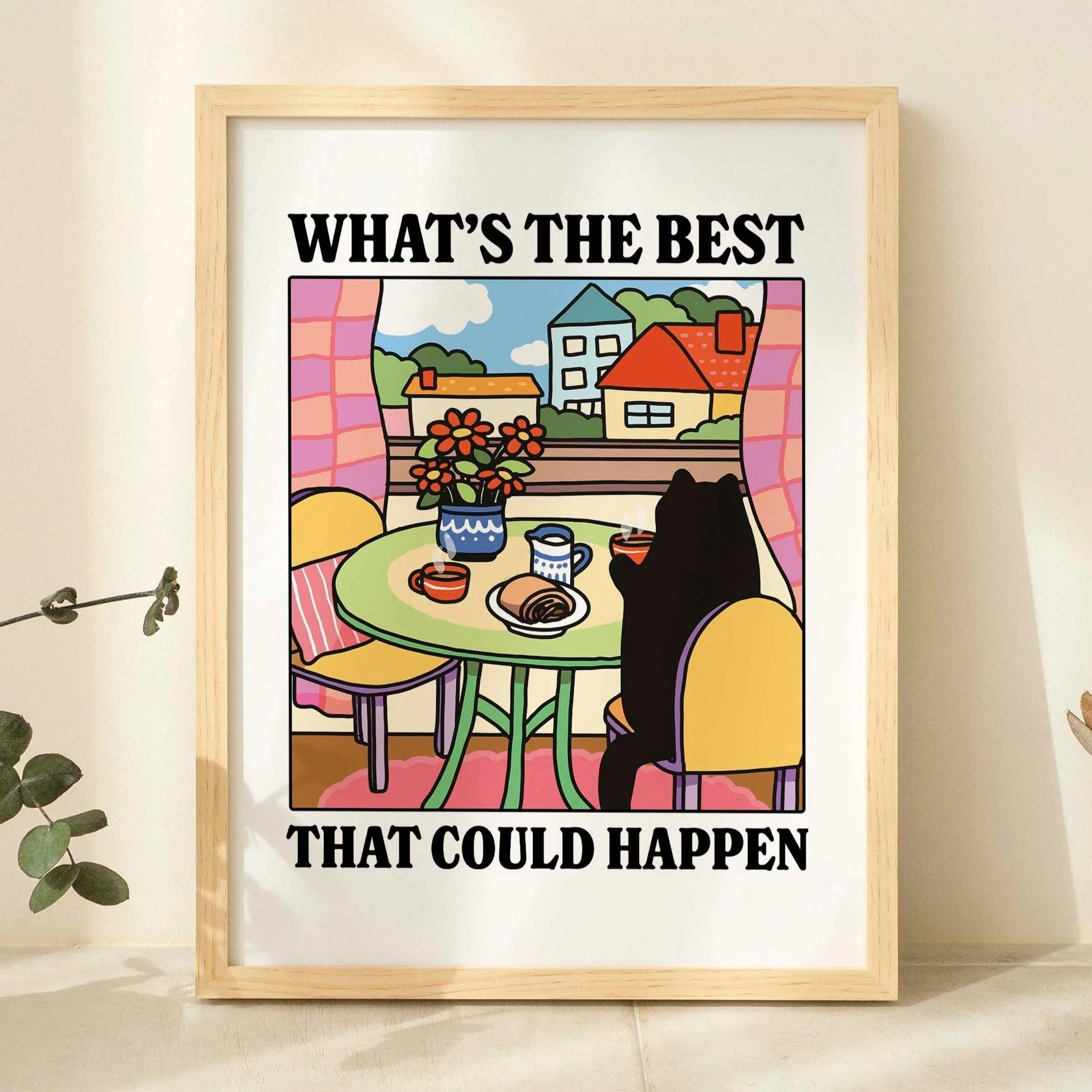 Best That Could Happen Cartoon Cat Wall Art Prints Canvas Painting Poster Picture For Living Children Room Home Decor Gift