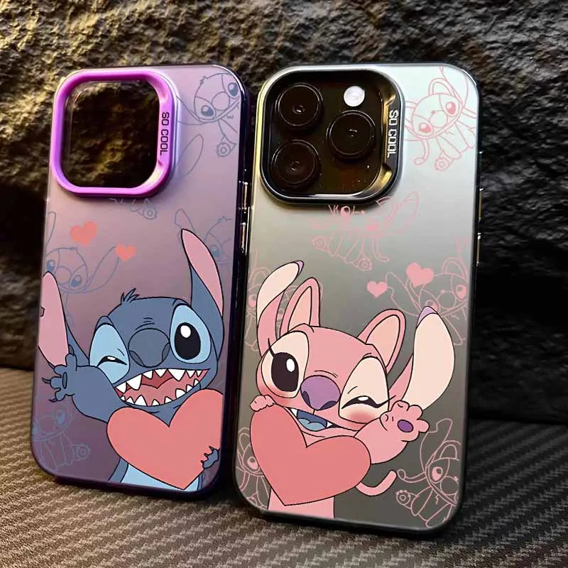 Disney Stitch encantador Ángel para Xiaomi Poco M3 M2 M4 M5 X3 F5 X6 F6 M6 X7 F7 C31 C40 C75 C55 C65 NFC funda de teléfono plateada colorida