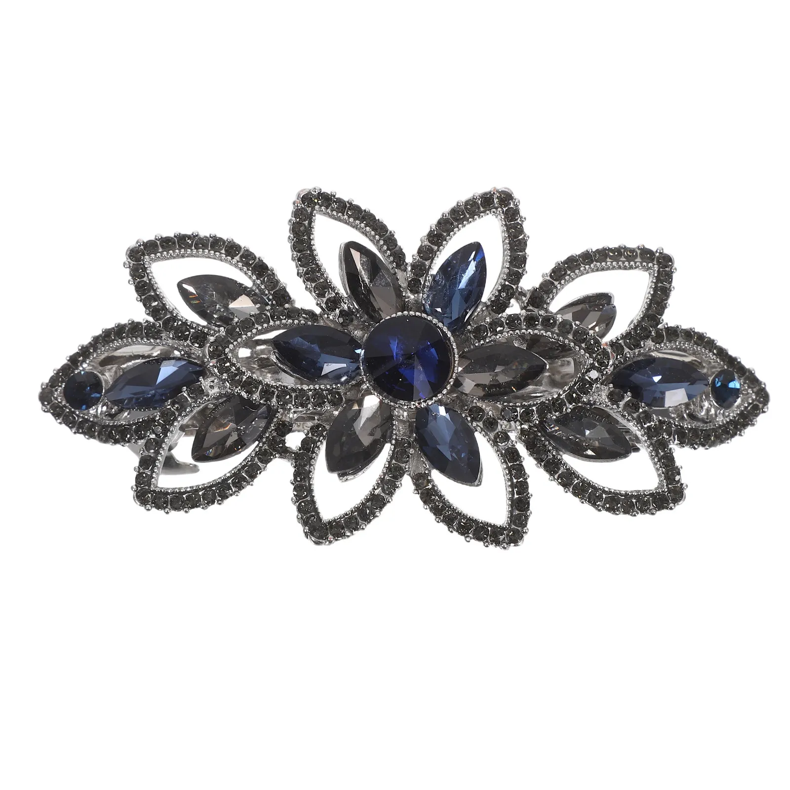 Vintage Flower Rhinestone Hair Barrettes for Women Sturdy Metal Spring Clip Secure Hold for Thick Thin Hair Elegant Hairstyling