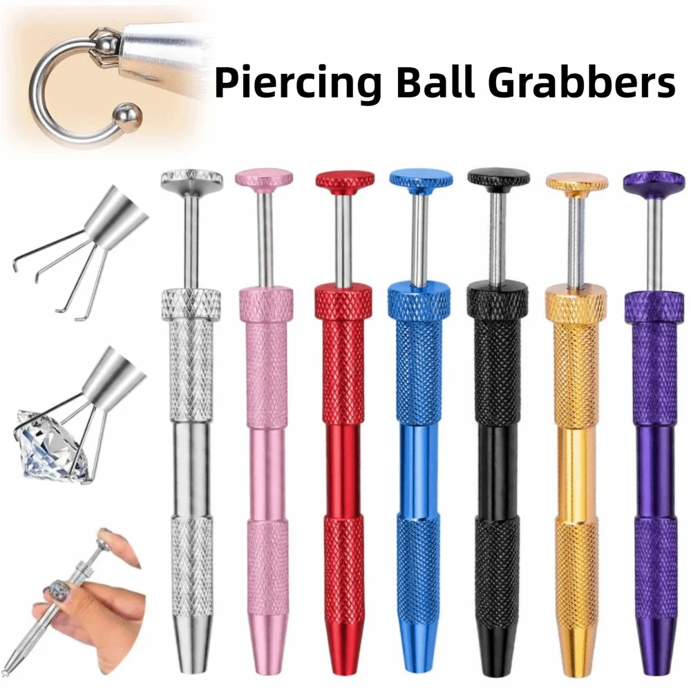 1/2pcs Stainless Steel Piercing Ball Grabbers 4-Prong Precision Mini Grabber Pens Professional Earring Tool Earring Applicator