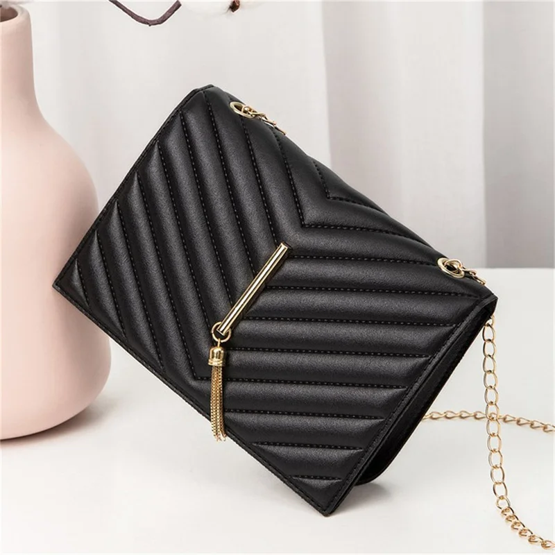 1Pcs Women PU Leather Shoulder Crossbody Bag for Women Fashion V Pattern Lattice Mini Flap Bag White Black Purses and Handbags