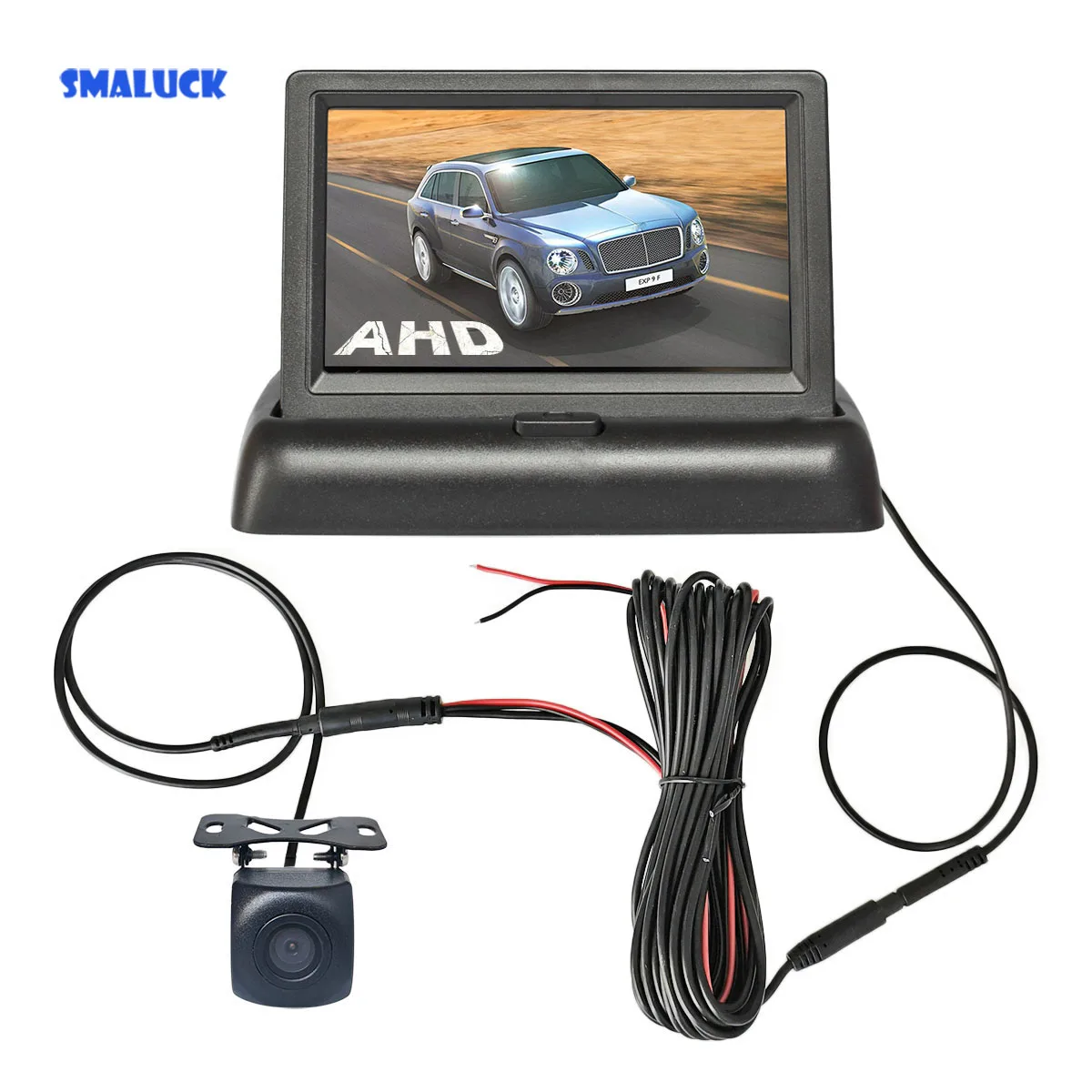 

SMALUCK 4.3inch AHD Foldabel Rear View Car Monitor Vehicle Reverse Backup 1280*720 Starlight Car Camera Video Parking System