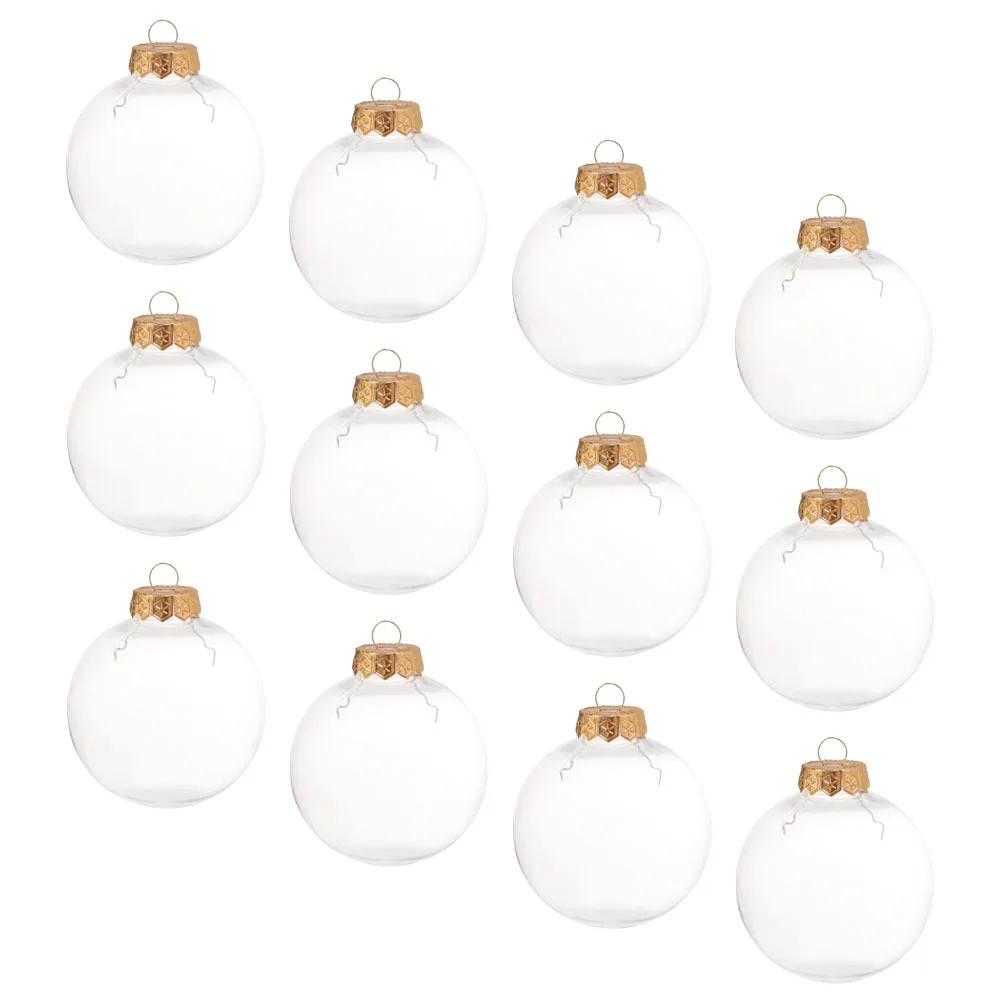 

12Pcs Clear Plastic DIY Fillable Christmas Ball Ornaments Traditional Hanging Xmas Tree Decorations Holiday Party Accessories