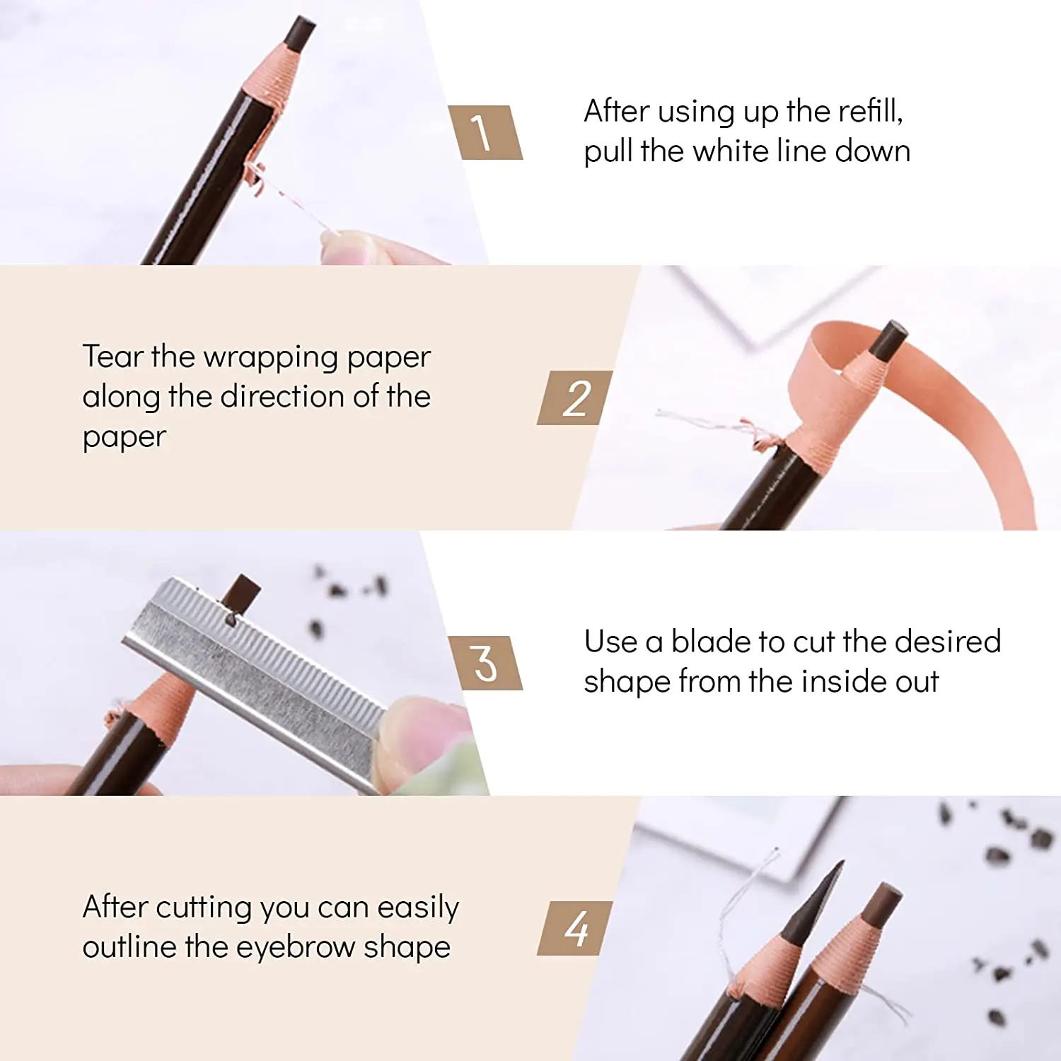 Microblading Flat Eyebrow Pencil Waterproof Peel-off Wild Eye Brow Pencil Pull Cord For Marking Filling Outlining Eyeliner Pen