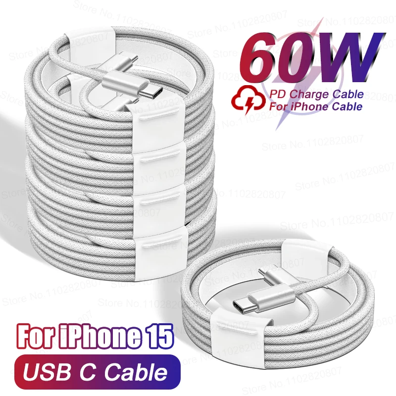 60W For Apple USB C Cable For iPhone 15 Pro Max Plus Cable Fast Charging Phone USB C TO Type C Data Line PD Charger Accessories