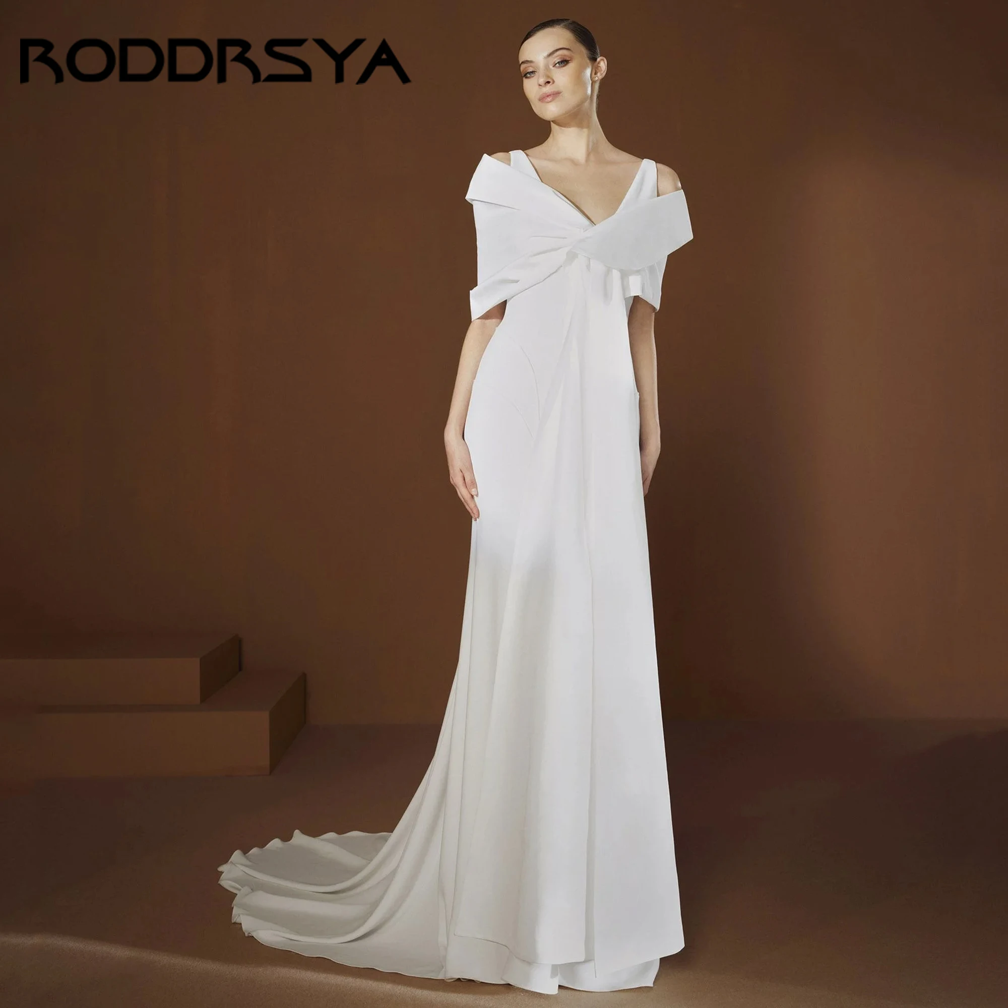 

Sleeveless Luxury Mermaid Satin Sexy Wedding Dress V-Neck Crepe Spaghetti Straps Bridal Gowns Vestidos De Novia 2025 Customized