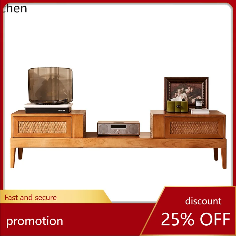 

YFY Solid Wood TV Cabinet Combination Home Living Room Wall Cabinet Small Apartment Storage Cabinet