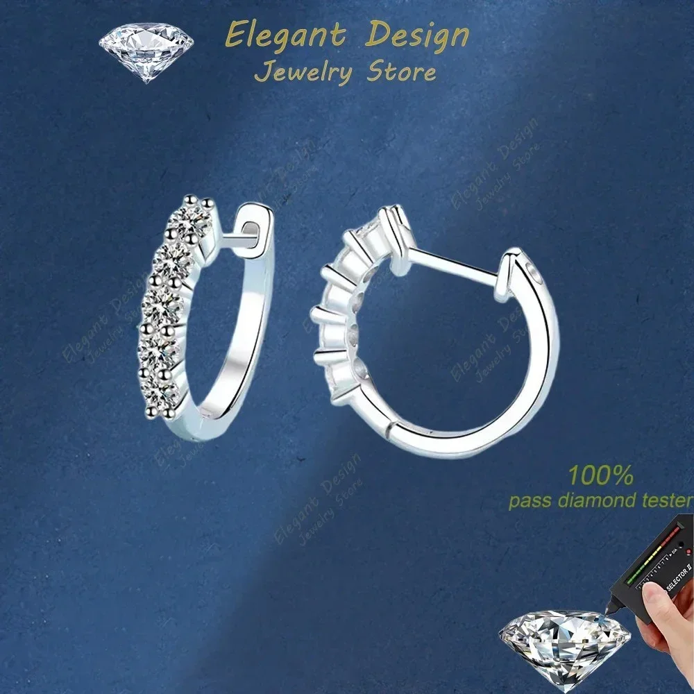 Elegant Design Classic 1ct Moissanite Sparkling Hoop Earrings for Women Wedding New Style Ladys Platinum PT950 Earring Jewelry