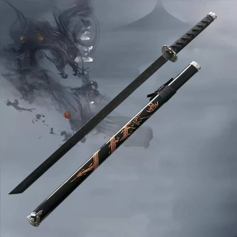 Chinese Ancient Style Tang Hengdao Bamboo Knife with Sheath Training Samurai Blade COS Performance Props 100cm