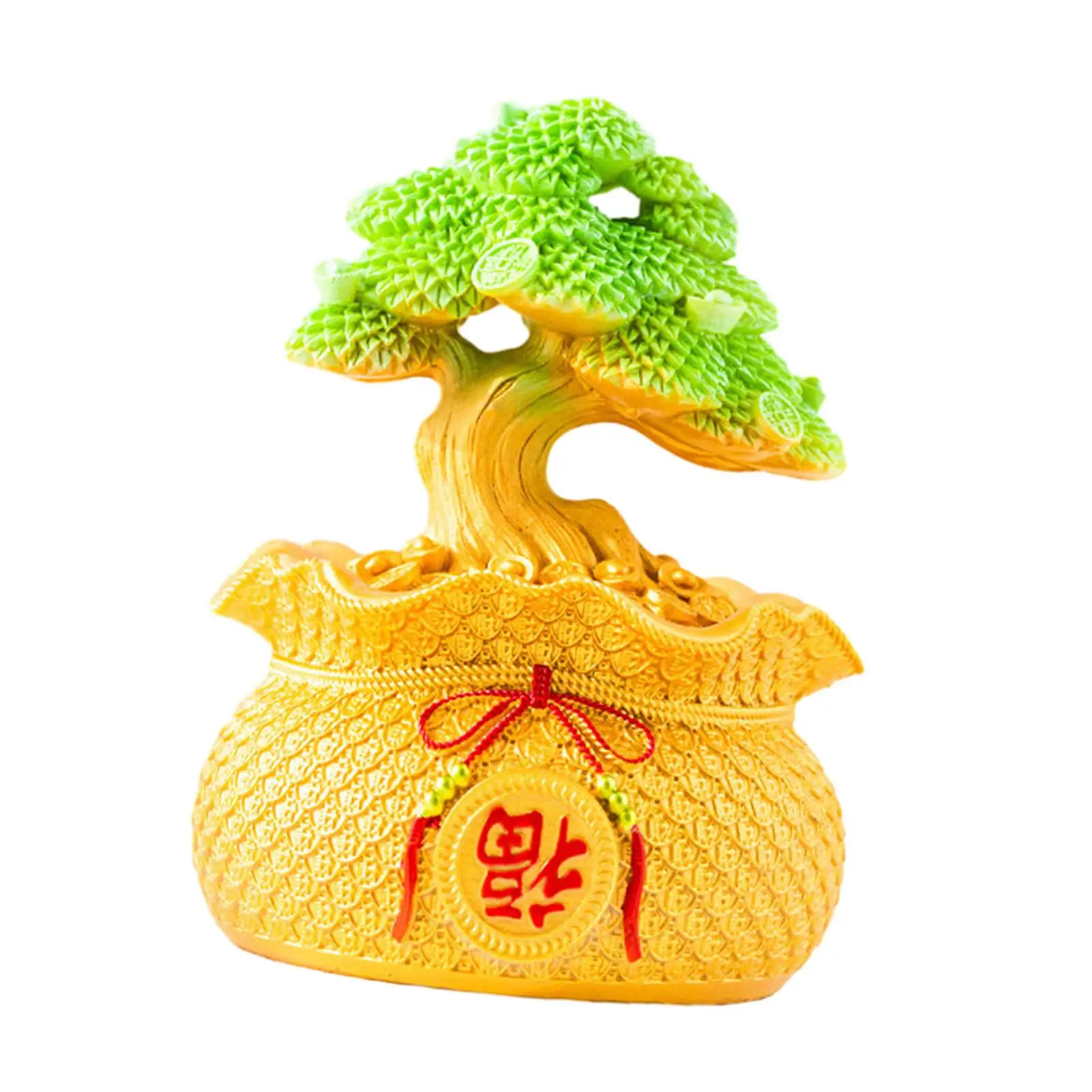 Money Bag Tree Figurine Prosperity Sculpture Piggy Bank Creative Desktop Ornament 2024 Chinese New Year Gift for Desk