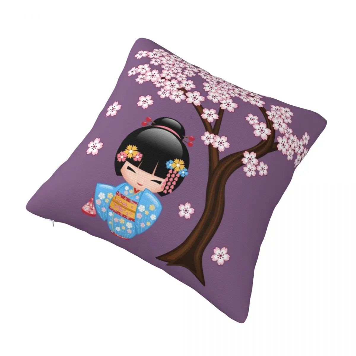 Decorative Pillow Cover Japanese Maiko Kokeshi Doll Merch Cute Kawaii Kimono Geisha Throw Pillowcases Multi-Size Drop Shipping