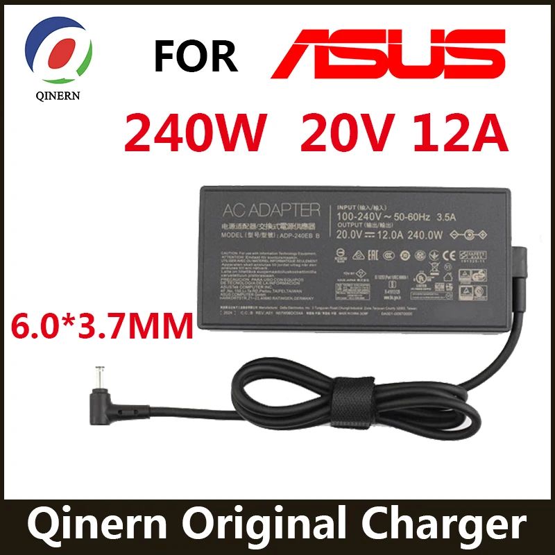 Ładowarka 20V 12A 240W 6.0*3.7MM ADP-240EB B Zasilacz do laptopa ASUS ROG Strix Scar 15 GX550LXS RTX2080 G533QS G533QS-XS98Q Power