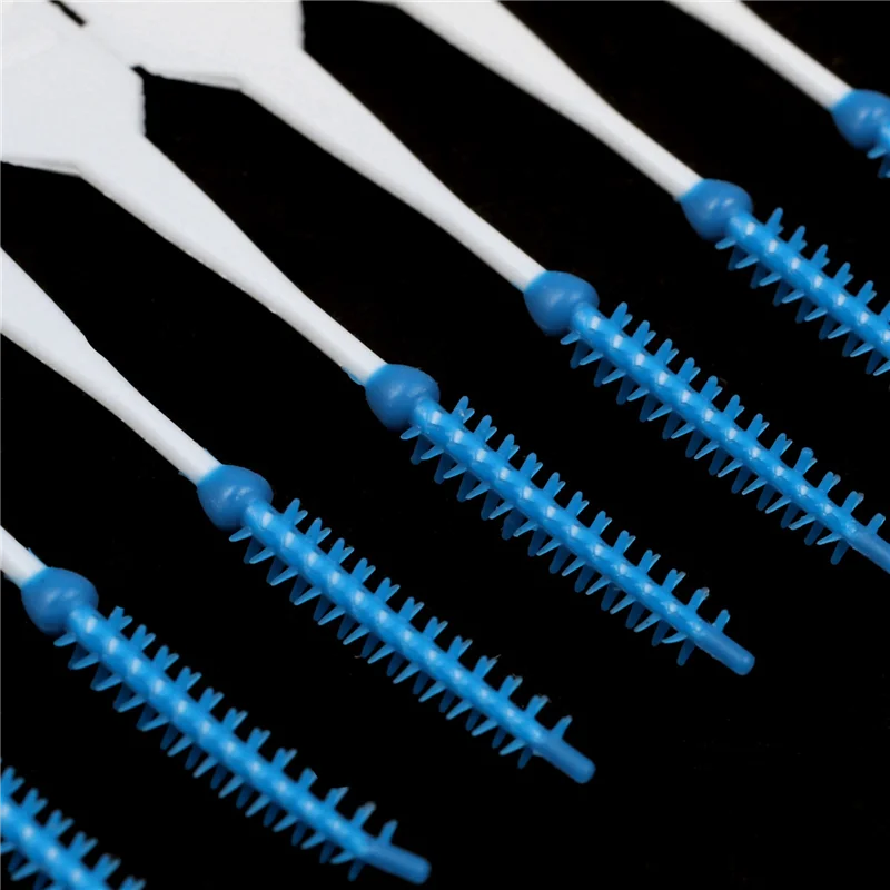 HIM-600Pcs/Box Soft  Floss Interdental Brush Disposable Teeth Stick Toothpicks Floss Tooth Pick Oral Care Brush Clean