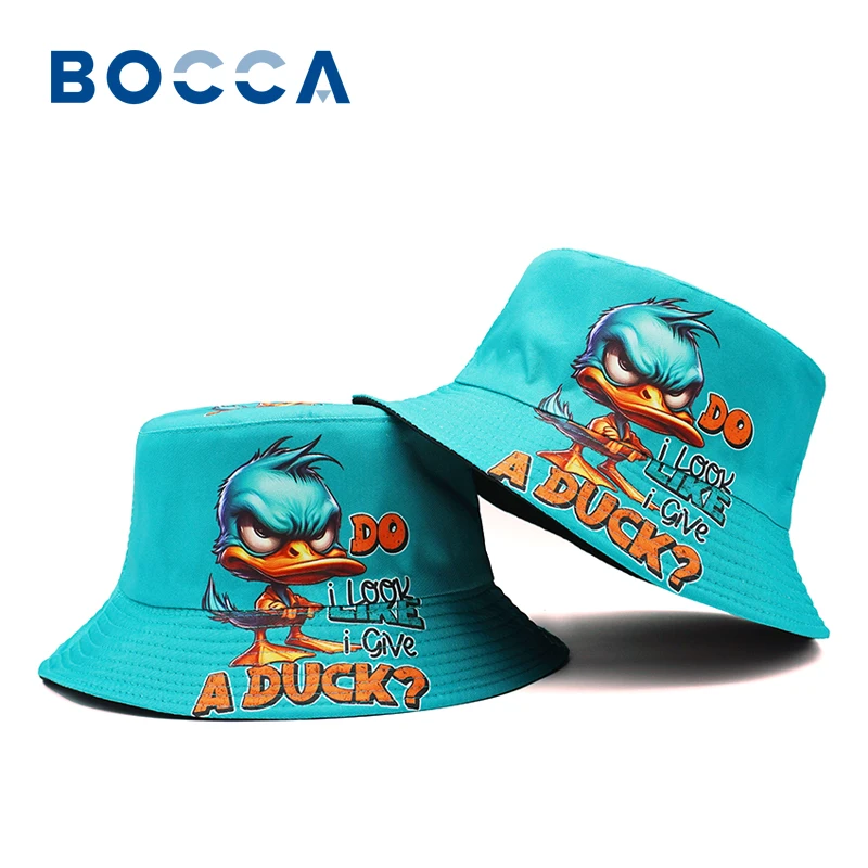 Sombrero de Pescador con Diseño de Pato de Dibujos Animados Bocca, Gorra Panamá con Estampado de Paisajes, Gorras para Hombre y Mujer, para Verano y Actividades al Aire Libre