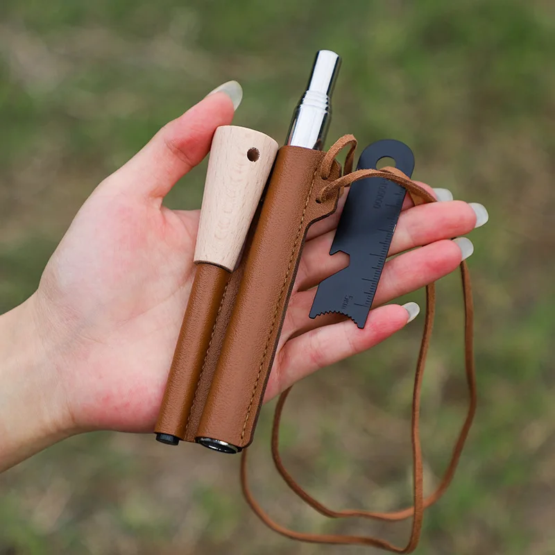 

20026 Outdoor Fire Blower Flint Set Camping Retractable Stainless Steel 5-section Fire Blower Solid Magnesium Rod Fire Stick