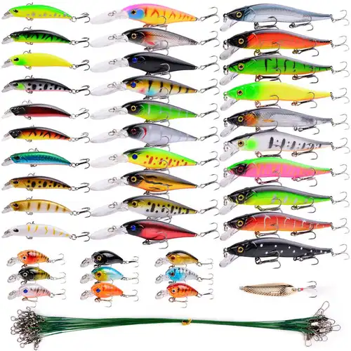 Imagen 2 del producto Kits de señuelos de pesca mixtos, Crankbait Minnow Popper, cebos para lubina, juego de wobbler, aparejos de cebo de pesca falsos realistas