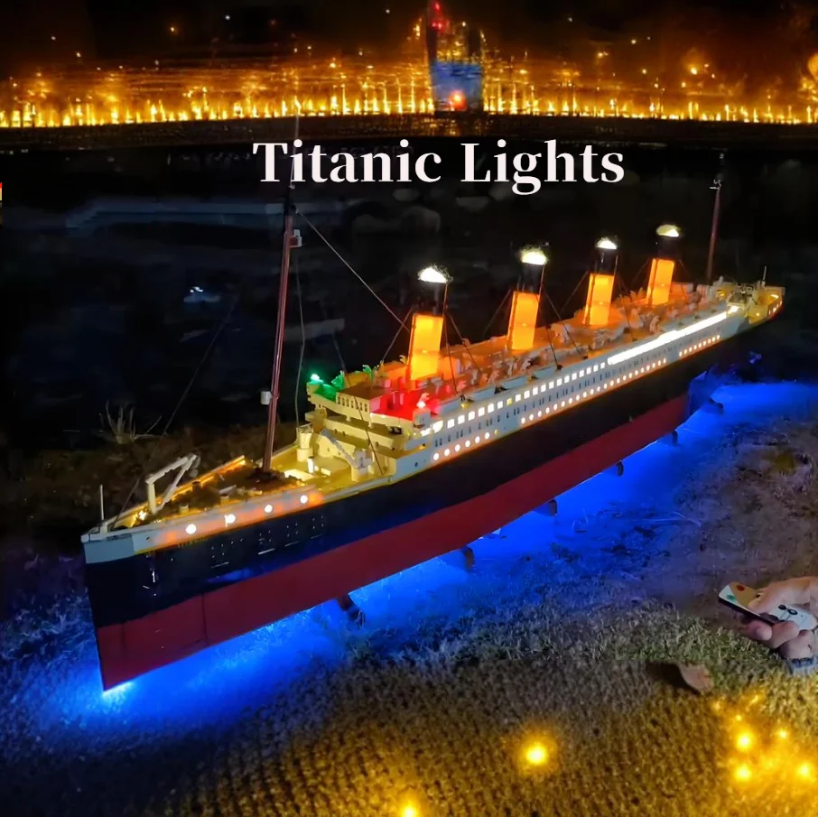 Zestaw oświetlenia LED do kreatywnego 10294 Titanic Royal Cruise Boat Klasyczny model statku filmowego Figurki kolekcjonerskie Klocki (tylko światło)