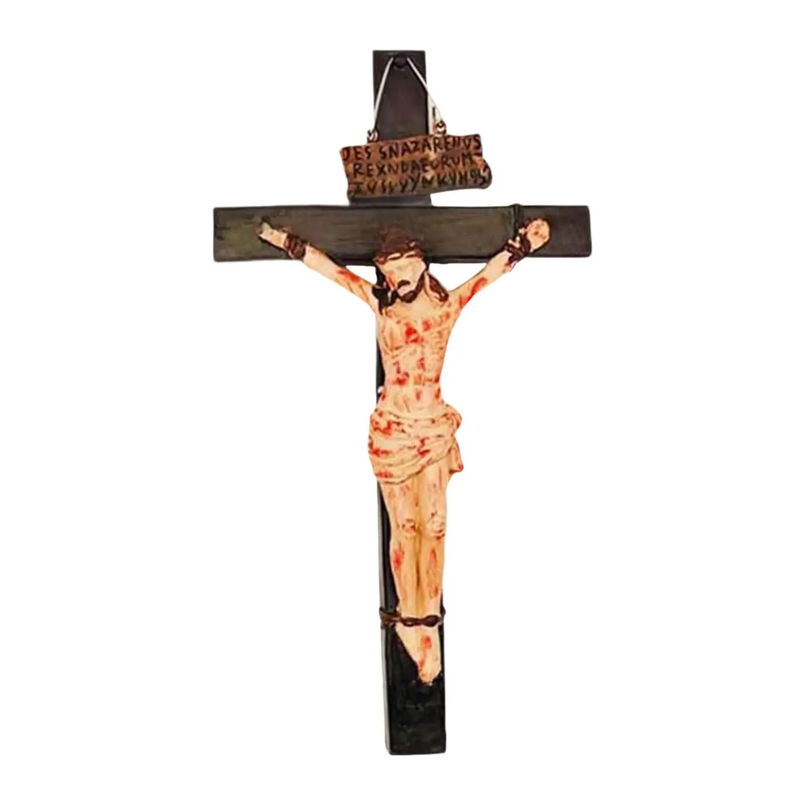 Jesus Crucifix Crosses Figurine Desktop Plaque Statue Decorative Resin Jesus Cross Statue for Garden Outdoor Hotel Bedroom Yard