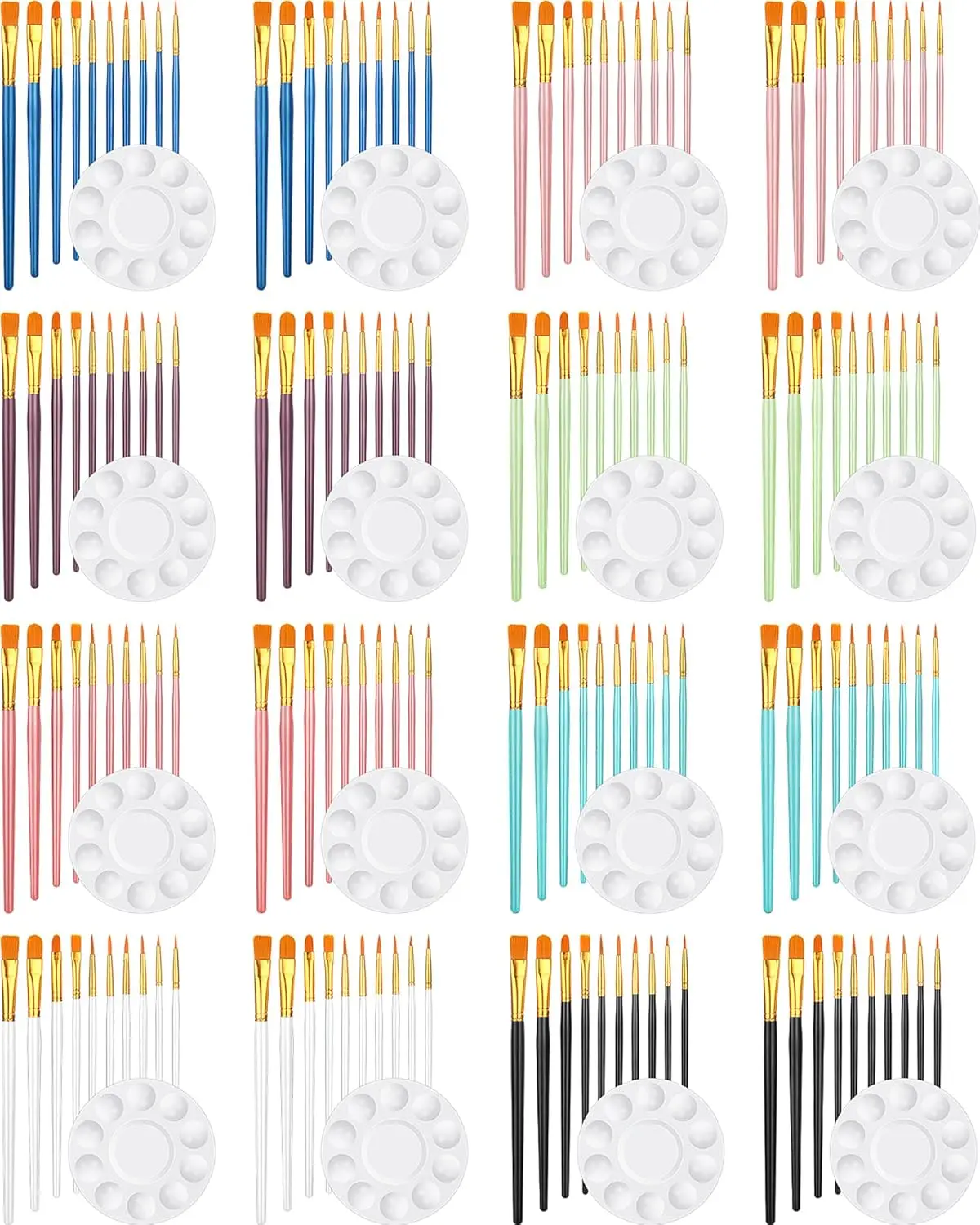 

16 Sets Paint Brushes Pallete Set 176 Pieces Painting Supplies Kit Including 160 Pcs Colorful Acrylic Paint Brushes 16 P