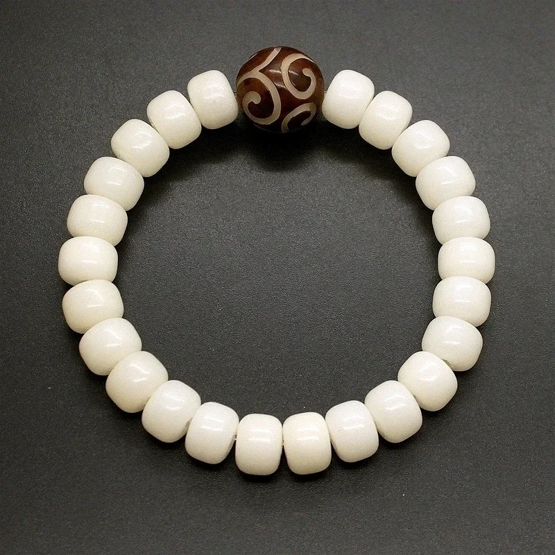 

Natural White Bodhi Root All-match Buddha Bead Bracelet For Men And Women Bracelet Vintage Agate Accessories High-end Jewelry