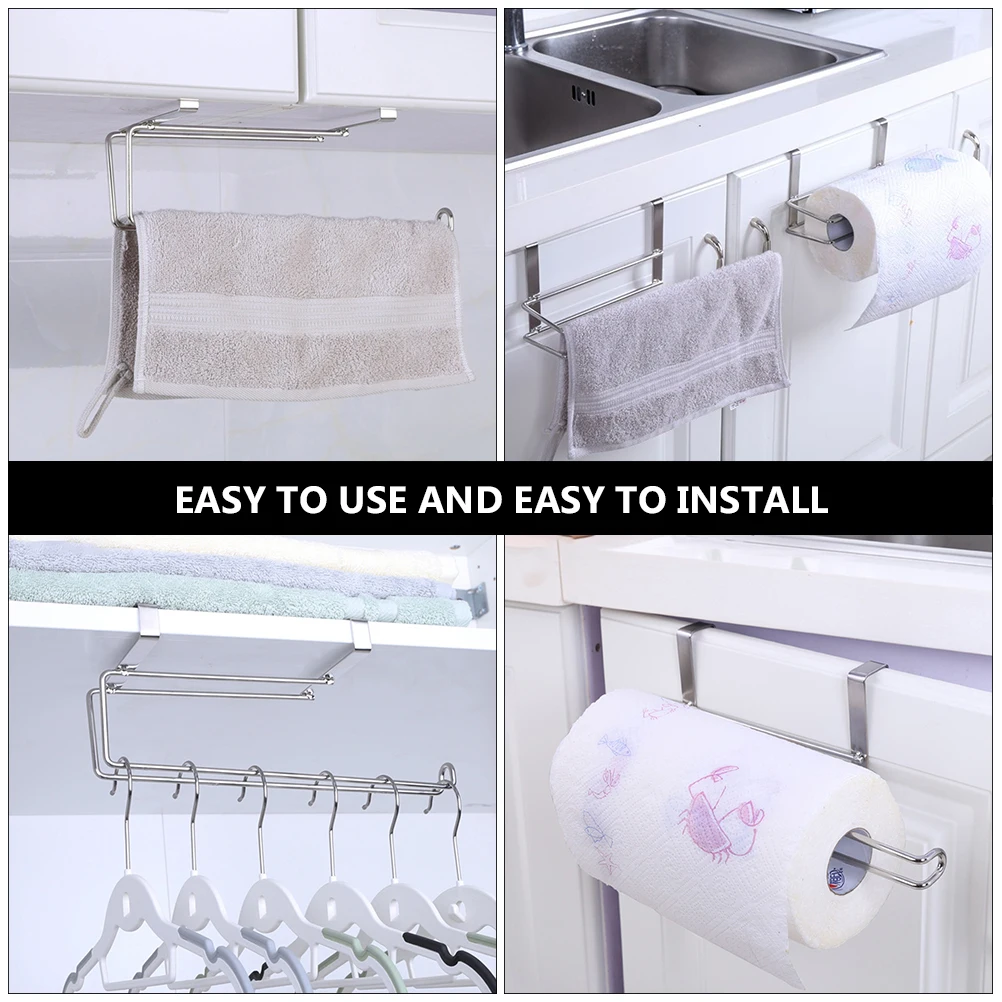 

Kitchen Hanging Tissue Rack Modern Silver Bathroom Supplies Roll Paper Holder Space Saving Stainless Steel Quality
