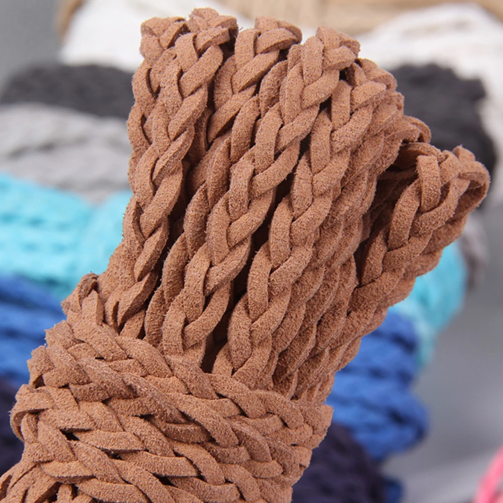 5 Meters Colorful Braided Suede PU Leather 6mm Textured Flat Leather Cord String Rope For DIY Necklace Bracelet  jewelry Making