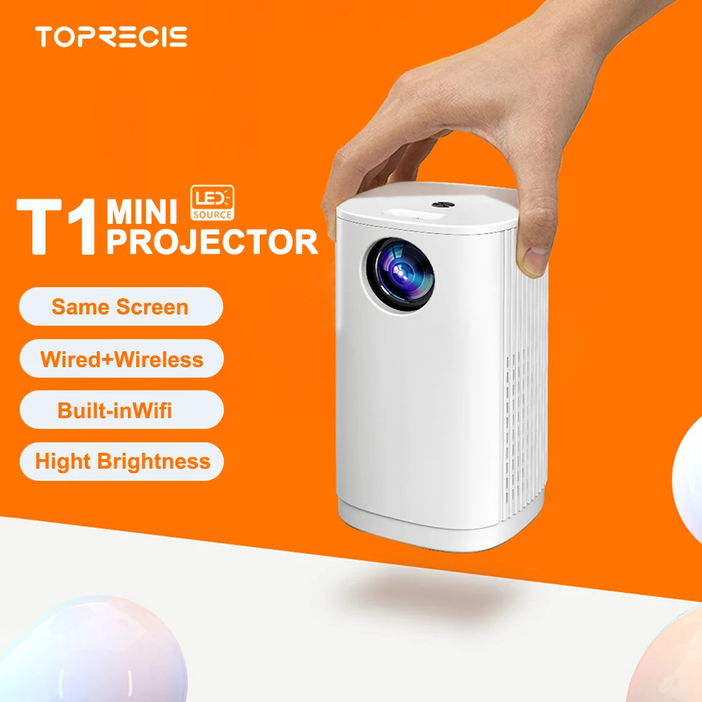 TOPRECIS T1 Projector Full Hd 1080P Wifi LED Same Screen Mini Portable Projetor 2.4G For Office Smartphone Video Home Camping