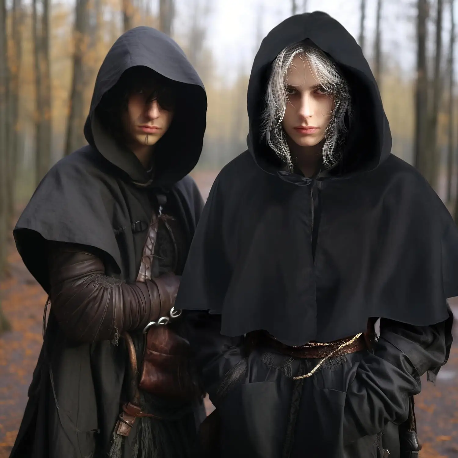 New Arrival ort Hooded Cloak Medieval Pointed Hat Wizard Cult oulder Wrap ort Robe loween Women's Ethnic Costume