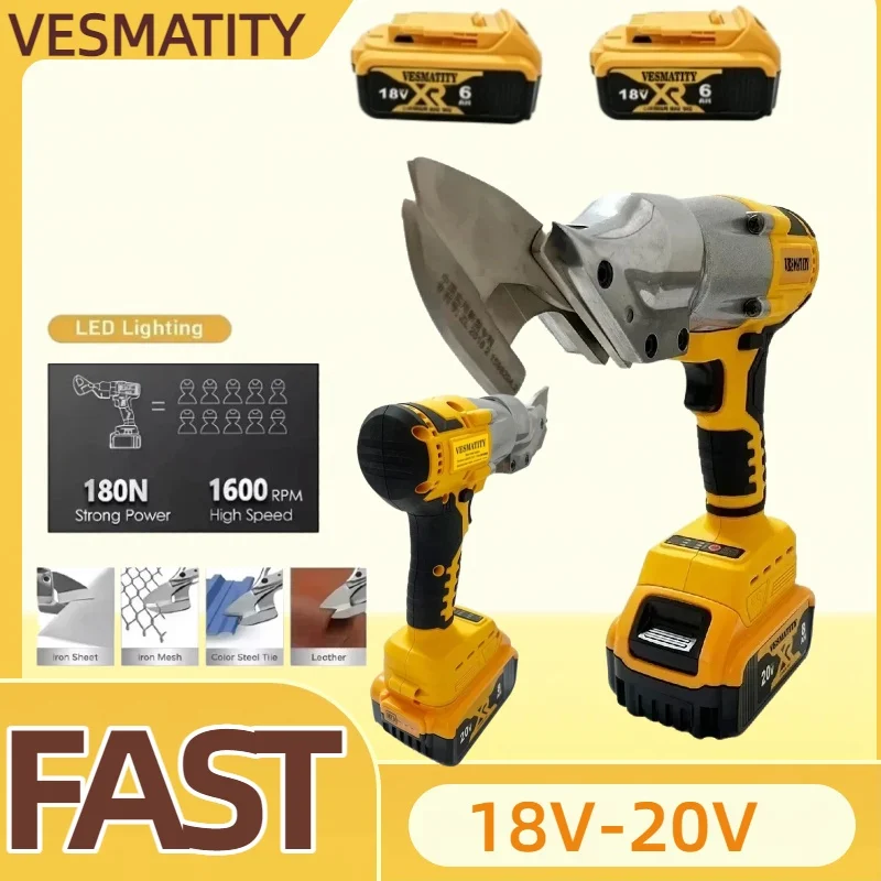 Electric Scissors 500W Cordless Sheet Metal Scissors Electric Metal Cutting Tool Mobile Cutter Power Tool For Dewalt Battery