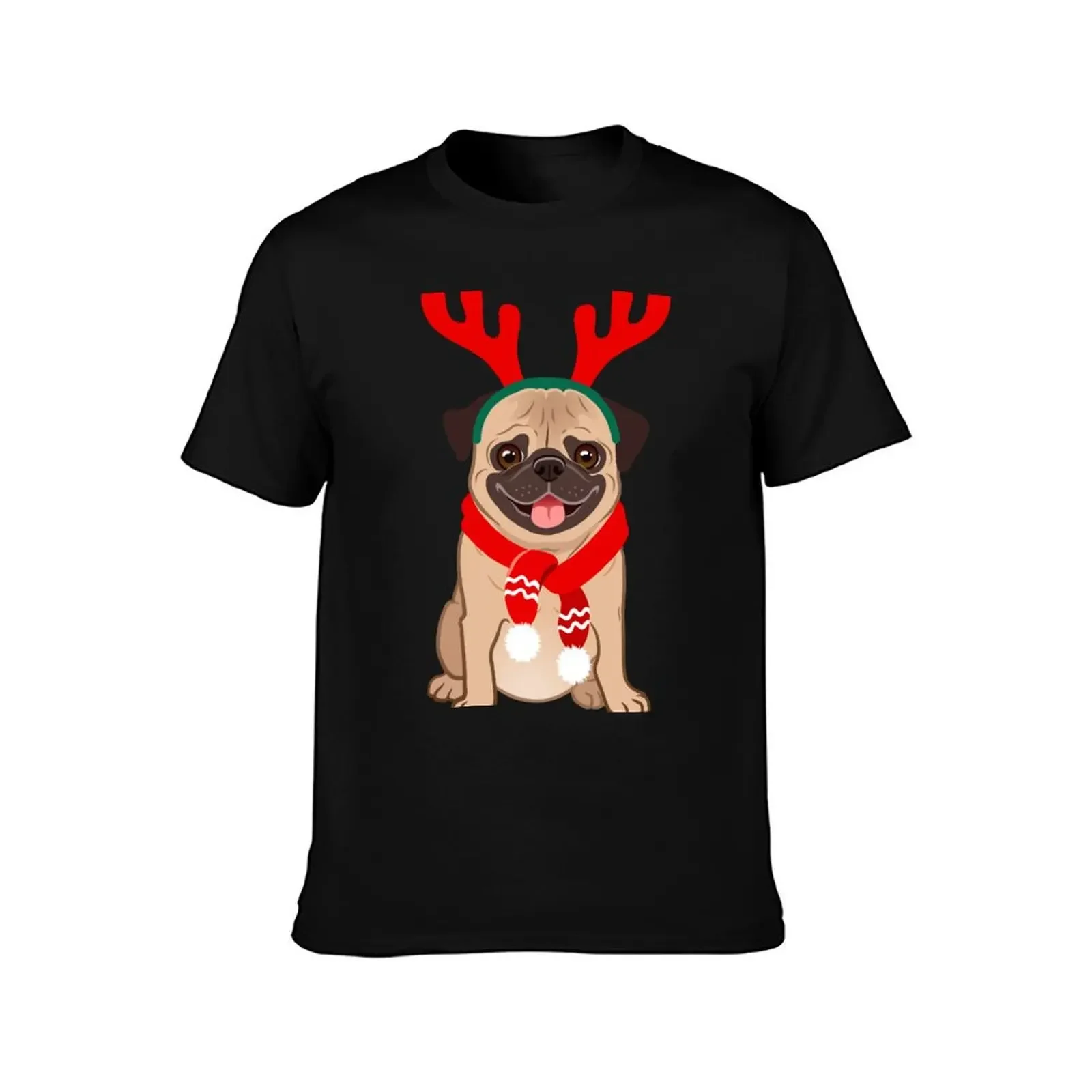 Christmas pug T-Shirt graphics man clothes Men's cotton t-shirt