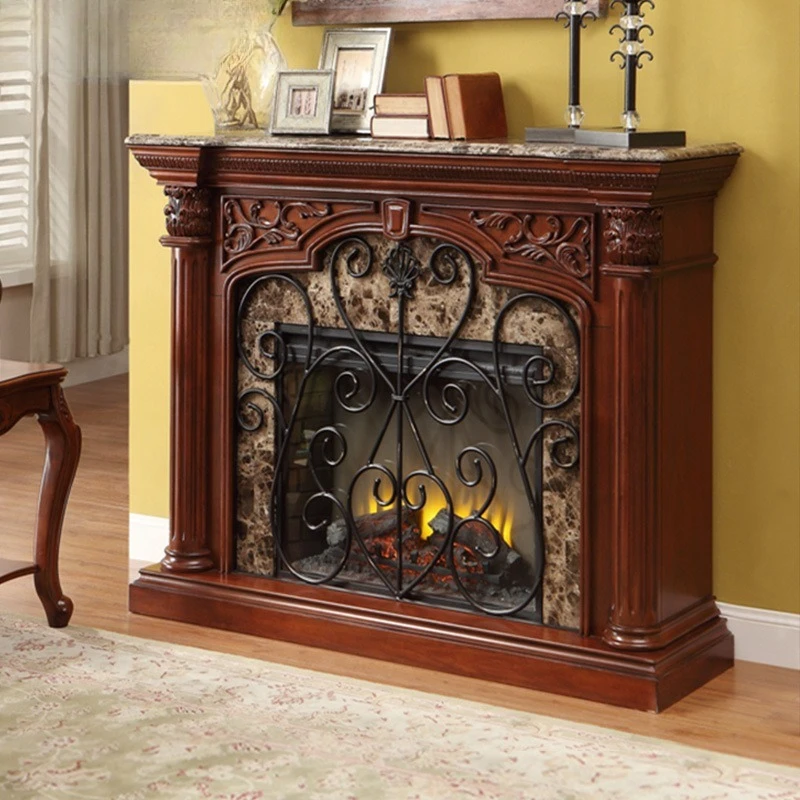 American fireplace living room, home entrance retro European simulation carbon fire 1.52 meters decorative cabinet U210