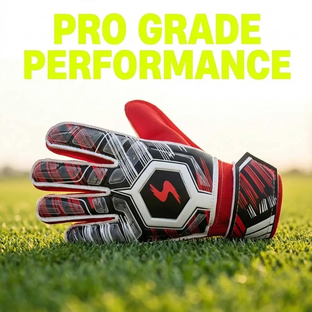 1 Pair Finger Protection Football Goalkeeper Gloves Antiskid Wear Resistant Goalie Gloves Non-slip Breathable