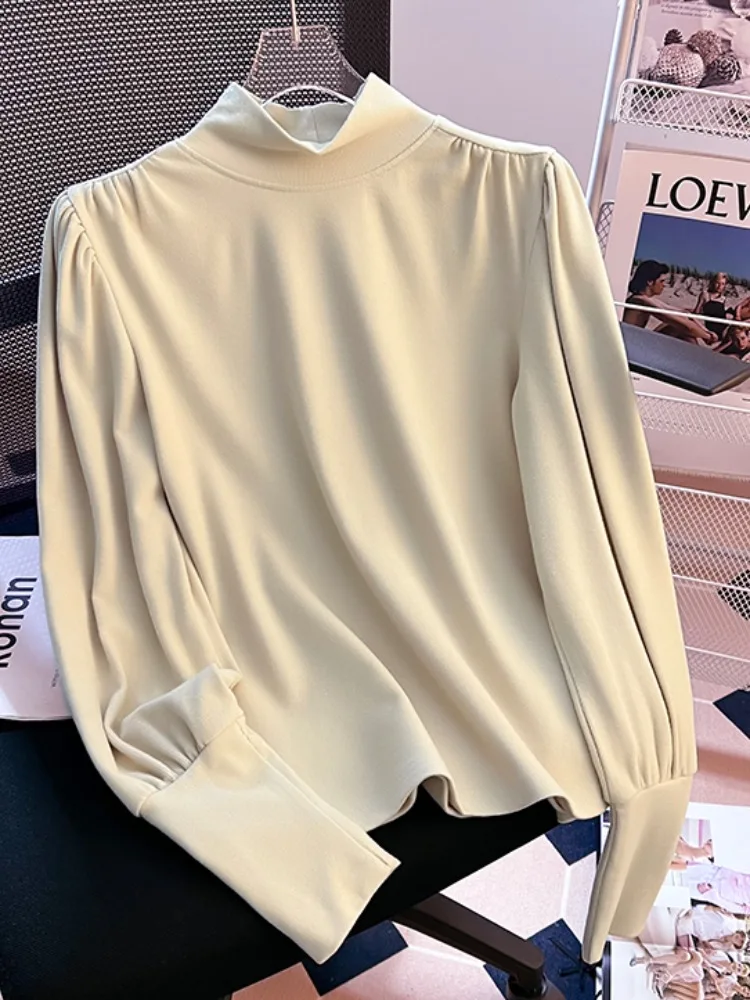 قاعدة منتصف سبتمبر للسيدات irt f-ياقة عالية فقاعة طويلة Sve منتصف Ne عادية طول القطن الكورية Sle #2