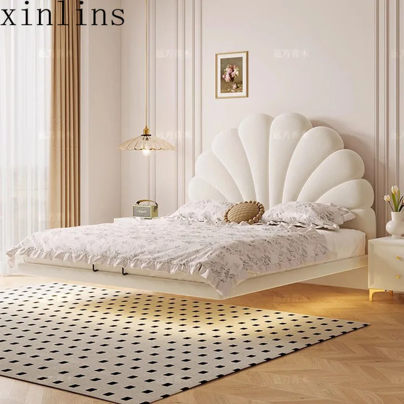 Camas Francesas Minimalistas, Camas Modernas Únicas para Dormitorio, Camas de Lujo Blancas Dobles, Recamaras Matrimoniales Completas, Muebles