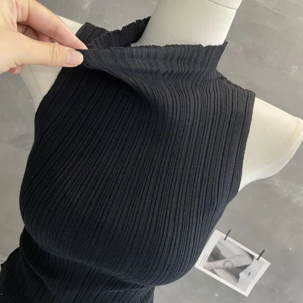 

Women's Sleeveless Knitted Vest Top Half Turtleneck Self-Retention Pure Tight T-Shirt Inner Wear Fashionable Bottoming Shirt