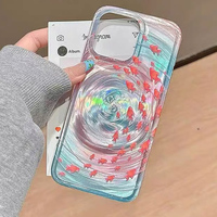 Korean Blue Ocean Red Carp Phone Case For iPhone 14 Pro Case iPhone 11 12 13 15 16 Pro Max Vortex Pattern Shockproof Back Cover