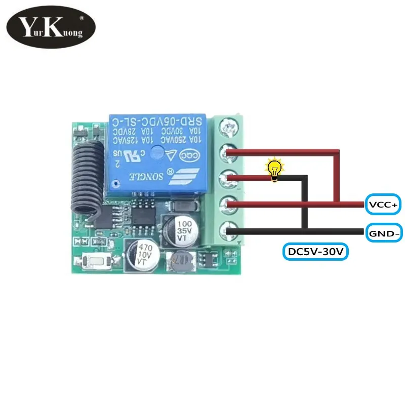 Крошечный выключатель дистанционного управления DC 5V6V9V12V14V18V24V28V3 0 В, Круглый настенный выключатель дистанционного управления, клейкая настенная панель дистанционного управления 433 NO NC COM