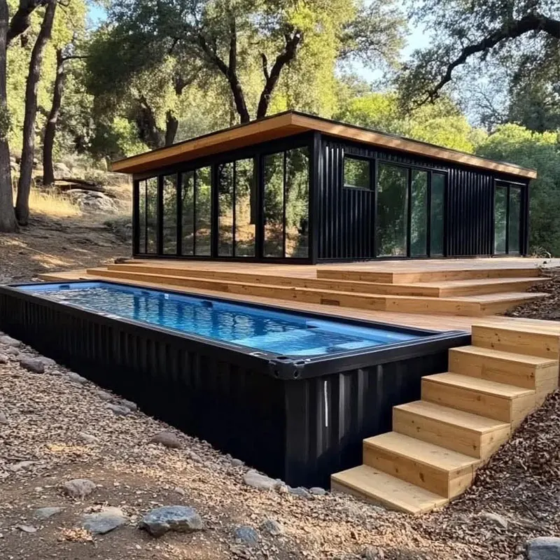Portable Shipping Container Swimming Pool With Heating And Filtration System For Villa Backyard
