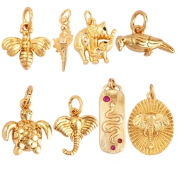 Conch Sea Snail Turquoise Elephant Bee Bird charm, Gold/Silver/Rosegold Colour , Craft Jewelry Supplies L75