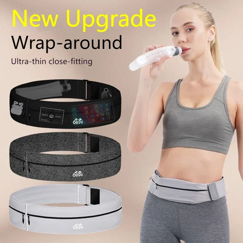 Outdoor Sports Waterproof Reflective Invisible Ultralight Running Waist Bag Phone Cycling Fitness 3 Pockets With Water Kettle