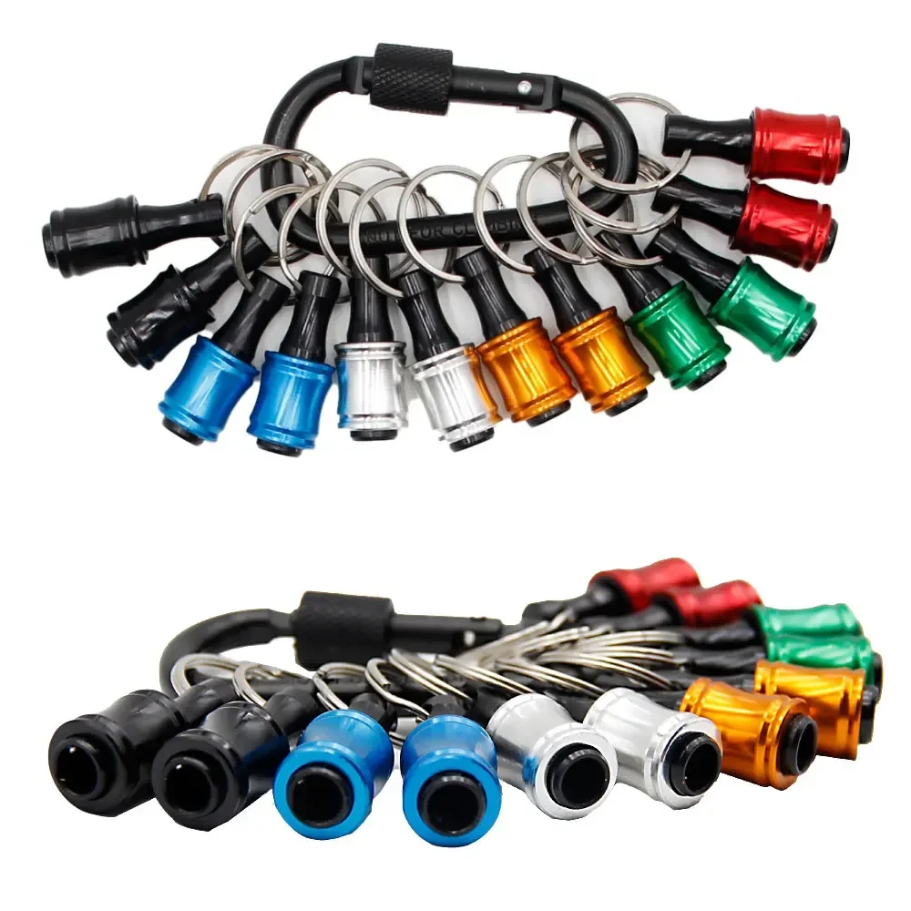 12pc Color Keychain Quick Change Connecting Rod 1/4 Hexagonal Handle Screwdriver Head Quick Release Sleeve Conversion Rod Set