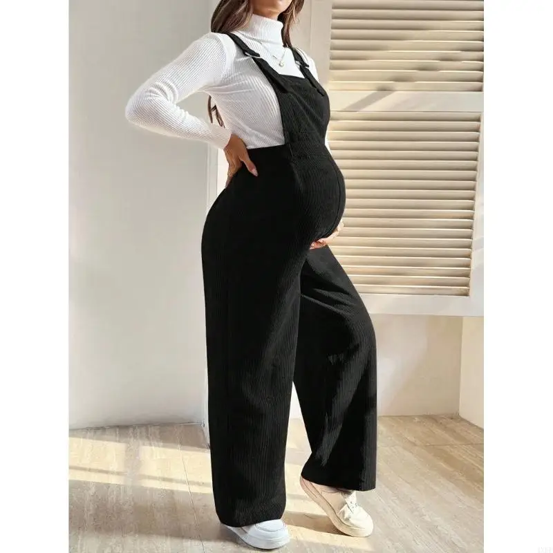  Elastic Waist Corduroy Pregnancy Overalls Stylish Maternity Trousers for Cold Weather Comfortable and Warmth
