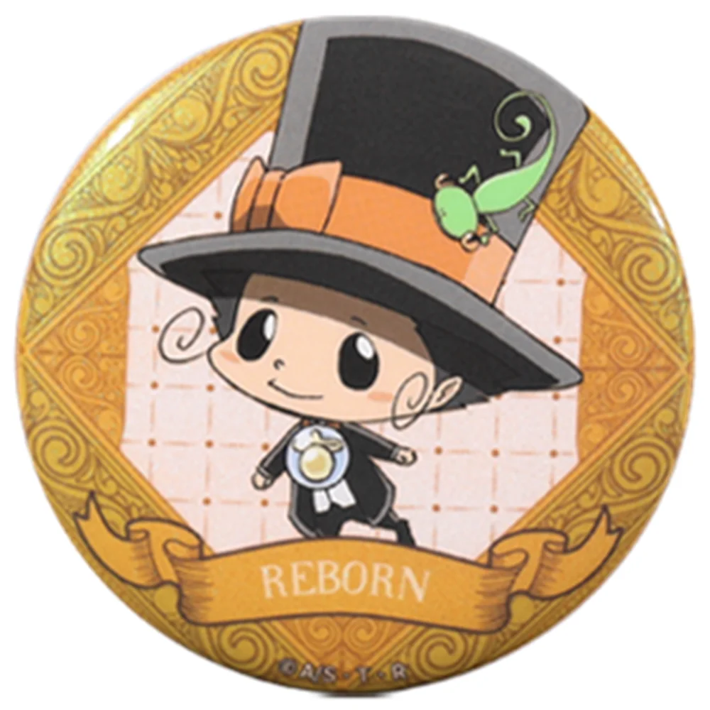 58mm Anime Katekyo Hitman Reborn Sawada Tsunayoshi Gokudera Hayato Cosplay COSTUME Badge Pin SPTE Tinplate Brooch﻿ Prop Gilf