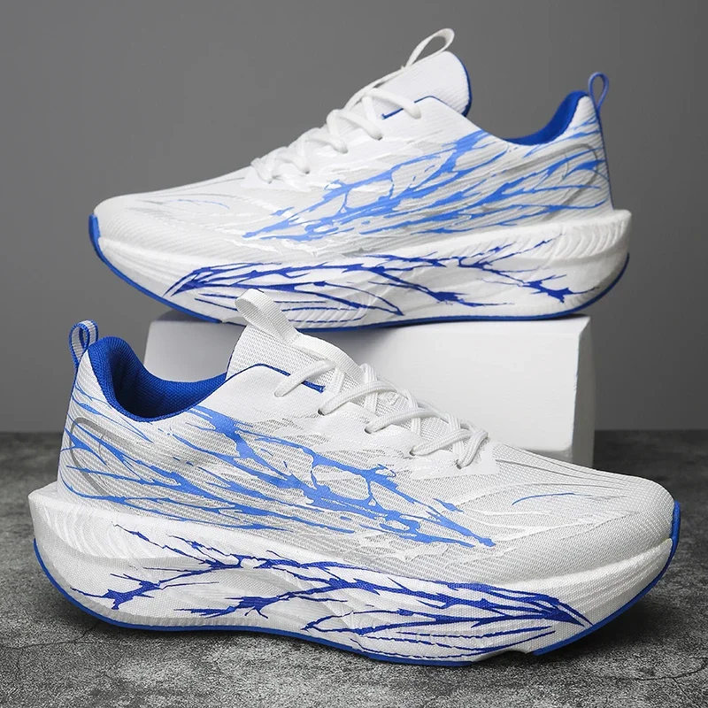 

Professional Marathon Running Shoes Night Glow Couple Sneakers Sports Shoes Breathable Mesh Upper Flat Heel