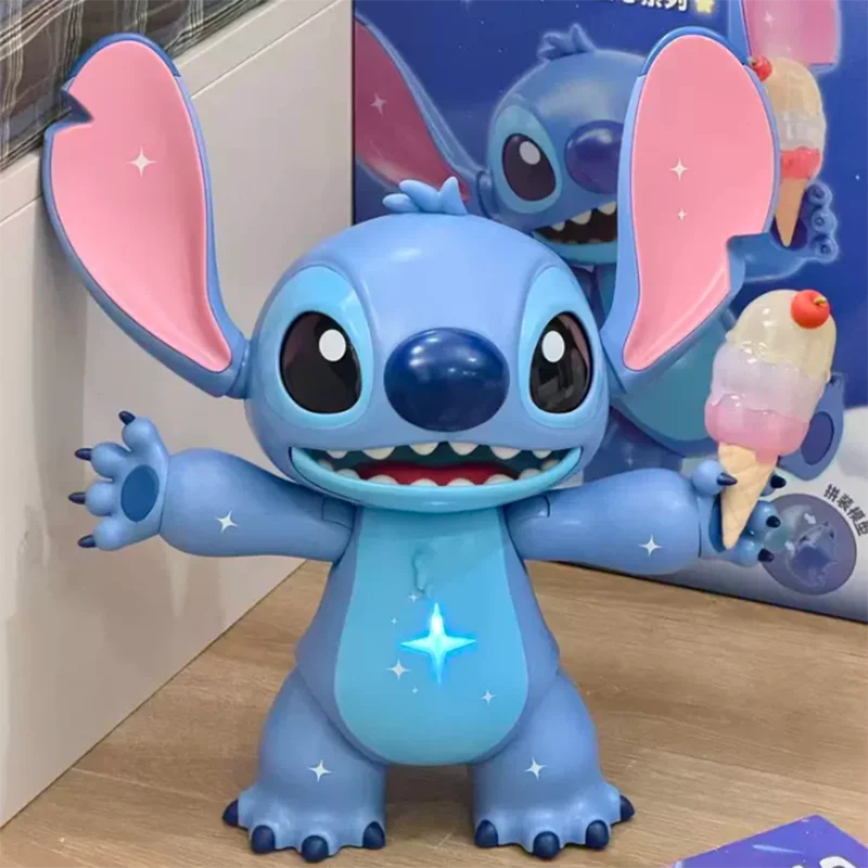 Figura Grande Ensamblada Mozao Stitch, Lámpara de Escritorio con Diseño de Helado y Estrella Brillante, Adorno de Escritorio, Regalo de Cumpleaños