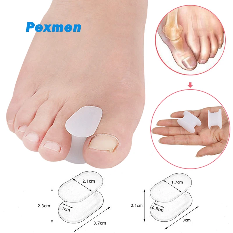 Pexmen 2/4Pcs Bunion Pads Toe Separator Spacer Bunion Protector Gel Orthotics for Calluses Corns Crooked and Overlapping Toes