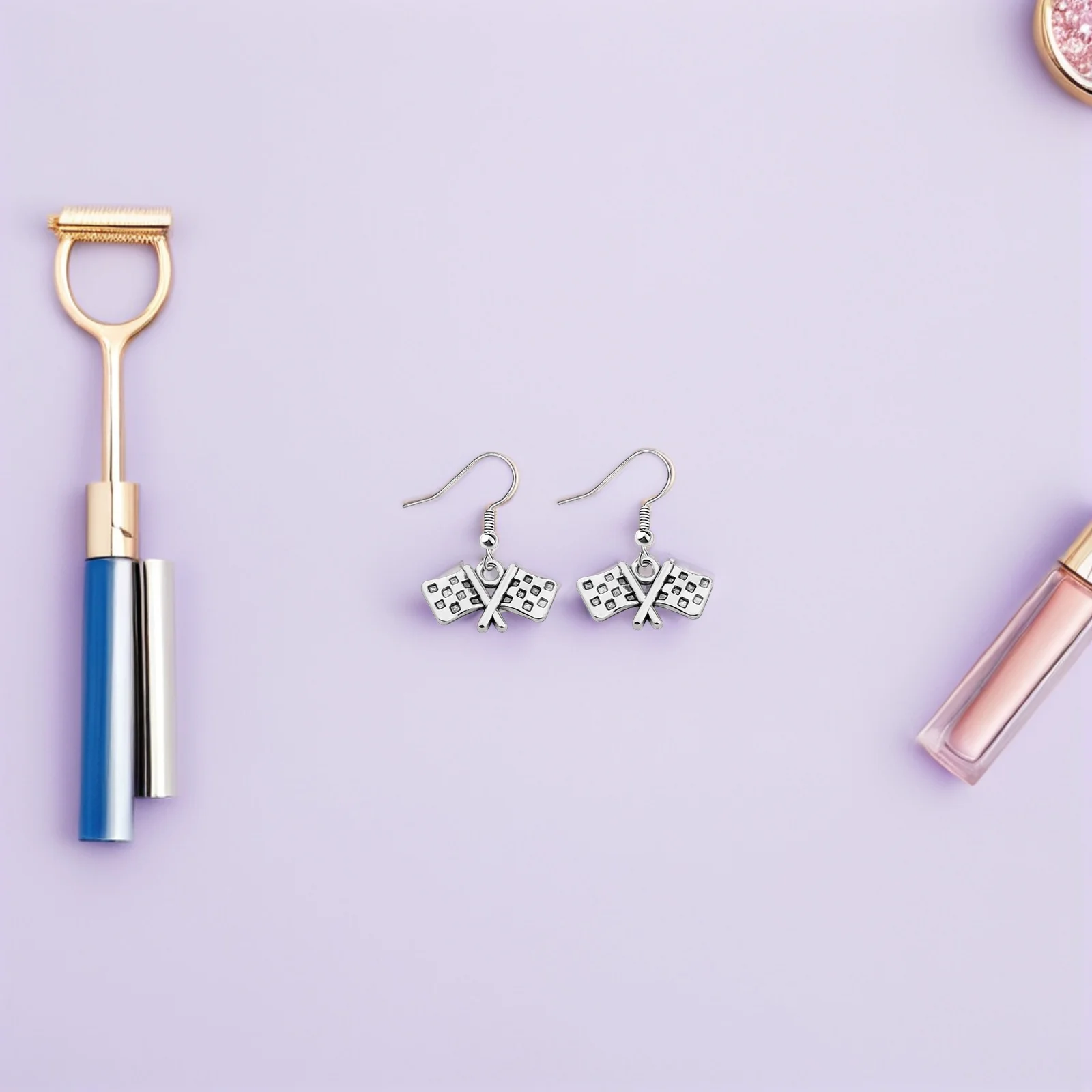 

1Pair Racing Charm Earrings Checkered Flag Racing Flag Earrings Jewelry Lightweight Stylish Versatile Gift for Women