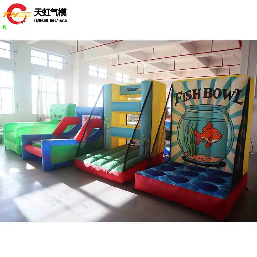 Nouveau jeu de carnaval gonflable de conception jouets 4 en 1 jeux de fête de lancer de balle d'anneau durables commerciaux