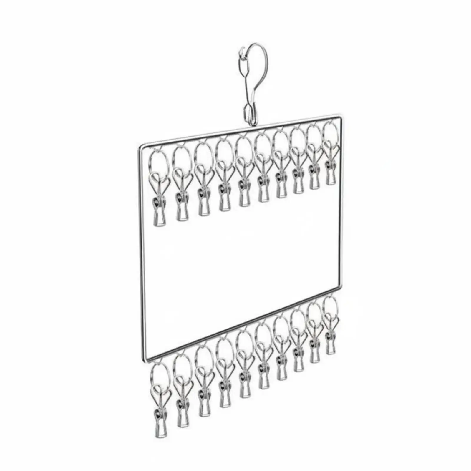 Space-saving Vertical Sock Drying Rack Stainless Steel Laundry Hanger with Clips for Balcony Rail Indoor Use