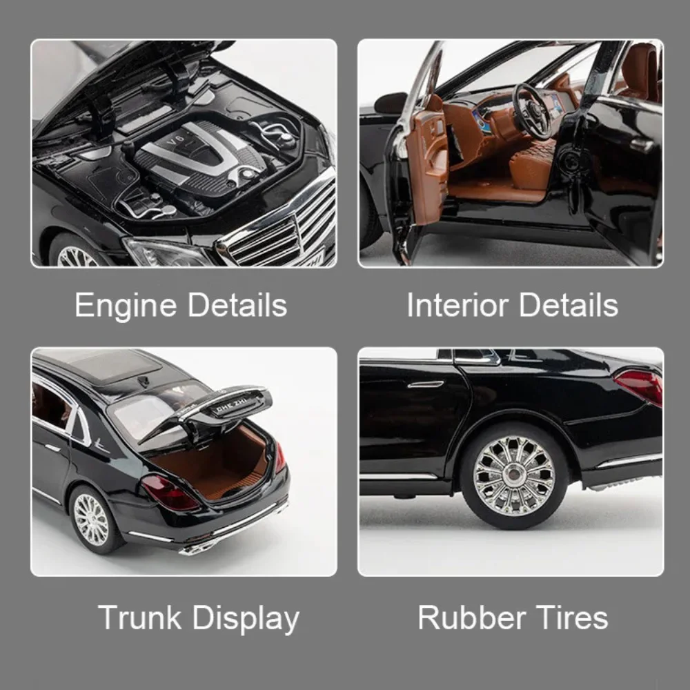 1:24 E300eL W140 320SEL Auto Giocattolo Pressofuso In Lega Modello Ruota Sterzo Auto In Miniatura Luce Suono Veicolo Giocattolo Regali Perfetti per I Ragazzi